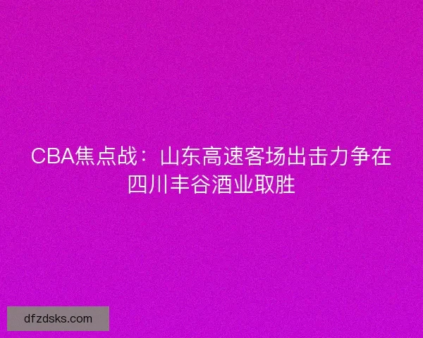CBA焦点战：山东高速客场出击力争在四川丰谷酒业取胜
